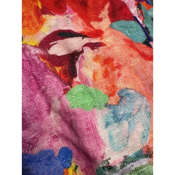 Gorman Bright Colorful 100% Linen Pants Wide Leg Crop Women's 12 - Picture 14 of 14